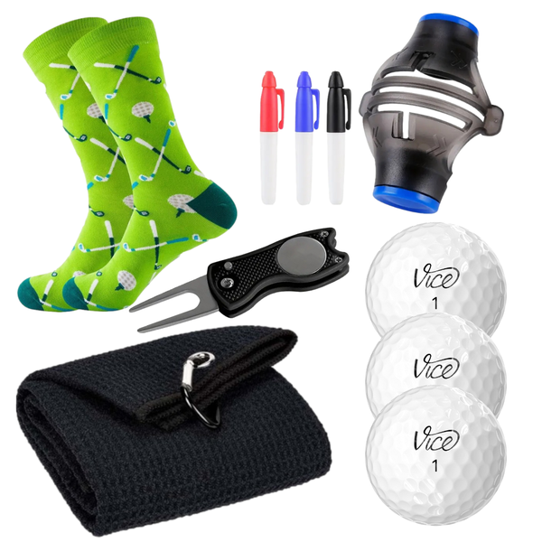 FORE Golf Gear - Mens Golf Gift Set with Vice DRIVE Distance Golf Balls