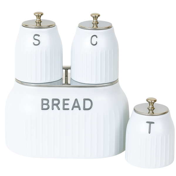 Kitchen Storage Set - 4-Piece - Bread, Tea, Coffee, Sugar