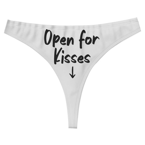 Open for Kisses Thong Women's Lingerie Flirty Underwear Bikini Funny Gifts