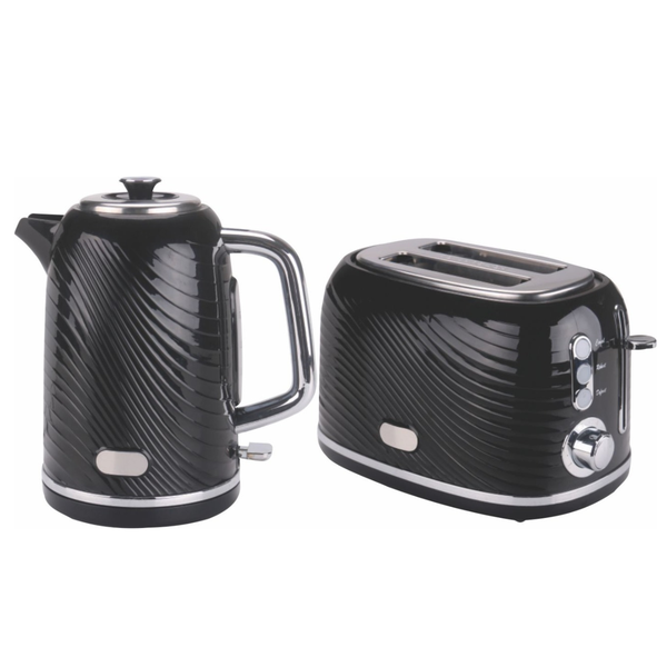 Sunbeam 1.7L Kettle 2000W &amp; 2 Slice Toaster 800W Set - Black