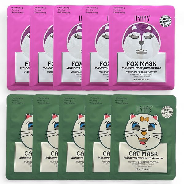 Set of 10 - Face Mask Sheets for Firming Rejuvenating &amp; Moisturize