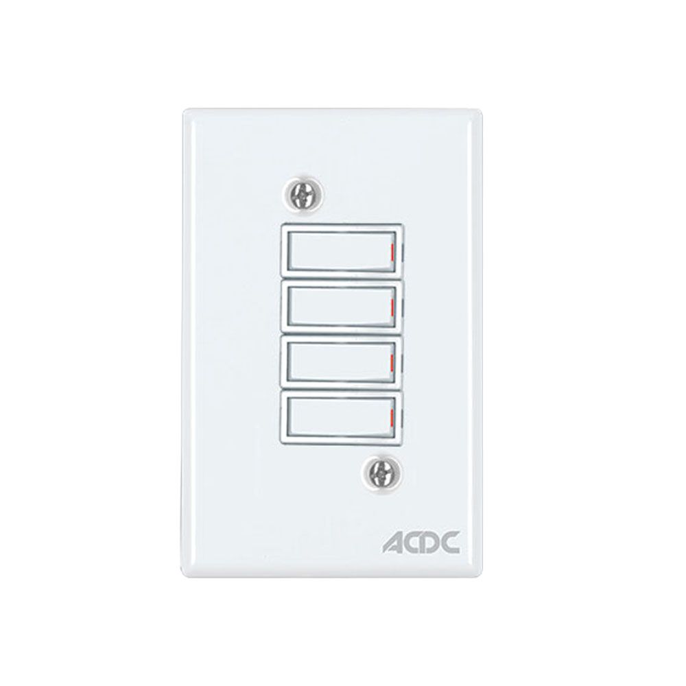 ACDC - 4-Lever 1-Way Switch 2x4 C/W White Steel Cover Plate | Shop ...