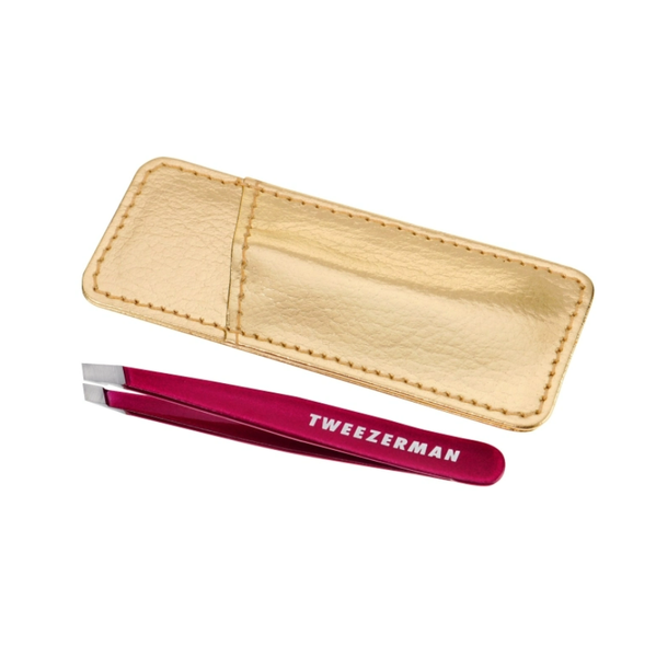 Tweezerman Mini Slant Tweezer Set With Case- Fuchsia