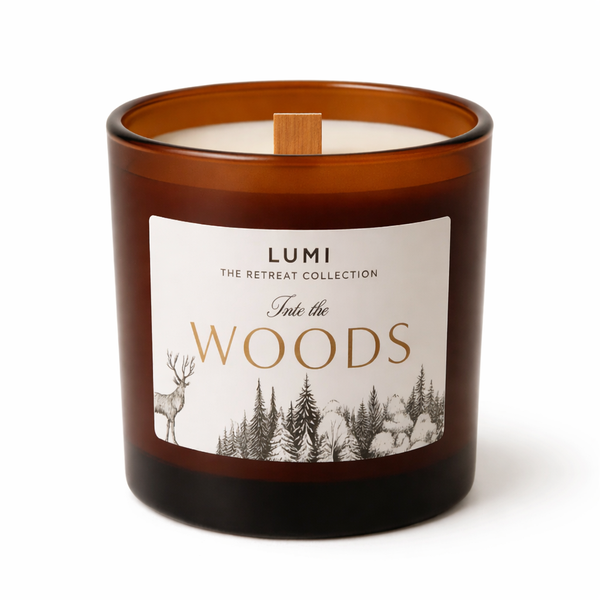 LUMI Into the Woods Soy Wax Candle - Sandalwood &amp; Musk Scent | 320ml