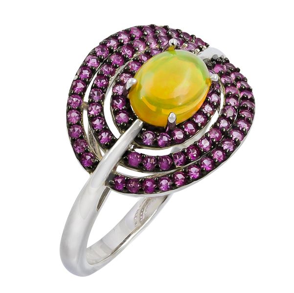 Unheated Fire Opal &amp; Pink Sapphire Sterling Silv image