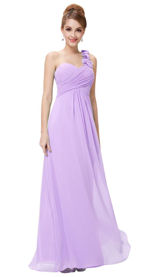 One Shoulder Bridesmaid Dresses with Flower Decoration Pro Dress - UK20 ...