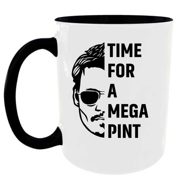 Time For A Mega Pint Black Coffee Mug