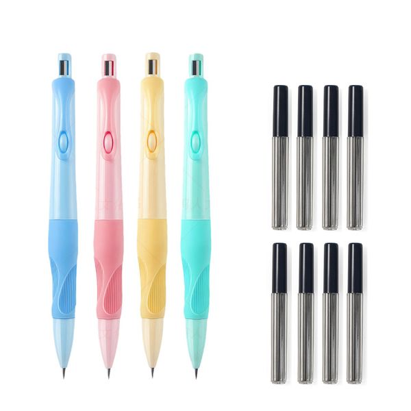 4 Piece Dolphin Automatic mechanical Pencil with 8Box 2.0mm Refills for Kids