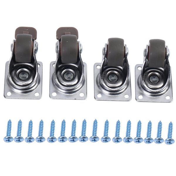 4 Pack 1 inch Profile Casters Wheels RubberCaster Top Plate 100 lb
