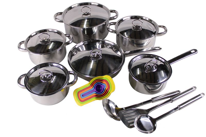 15 Piece Heavy Bottom Cookware &amp; LMA 6 Piece Complement Food Prep Spoon Set