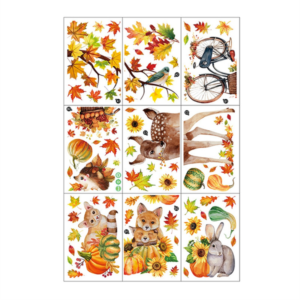 Fall Window Cling Sticker, for Party Supplies Window Glass Decoration