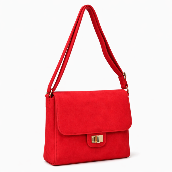 PU Leather Flap Crossbody Handbag with Turn-Lock Closure
