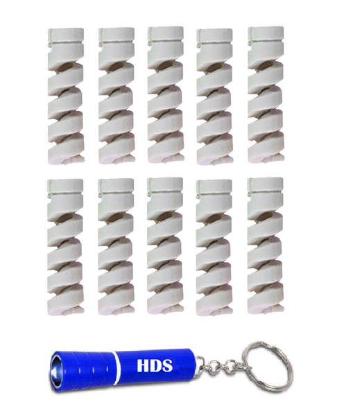 Non-Breakable Silicone Spiral Cable Covers - 10pcs with HDS Torch
