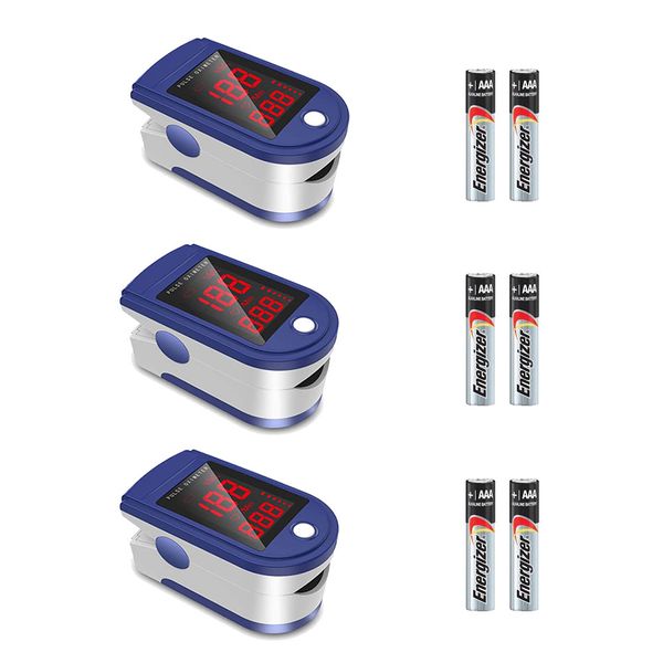 Oximeter Fingertip Oxygen &amp; Pulse Rate Screening Tool &amp; Batteries - 2 Pack