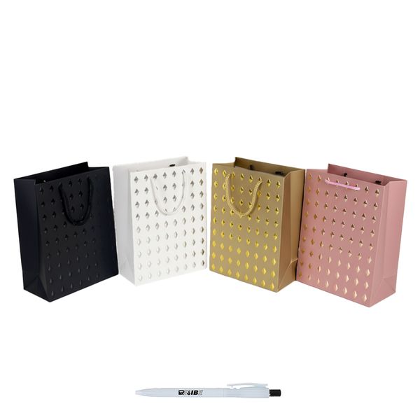 4Pcs Large Elegant Glossy Premium Gift Bags In 4 Colors With ReVibe Pen
