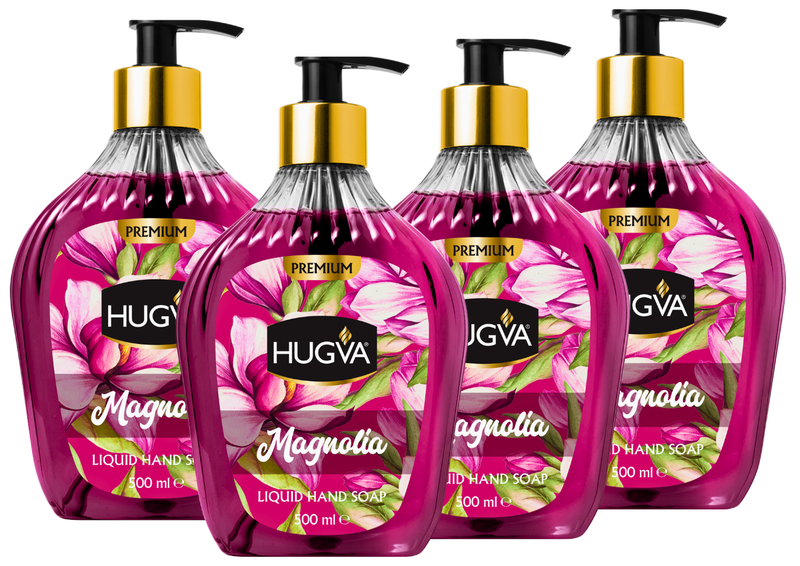 Hugva 500ml Premium Hand Wash Liquid, Magnolia, Special Formula Pack of 4