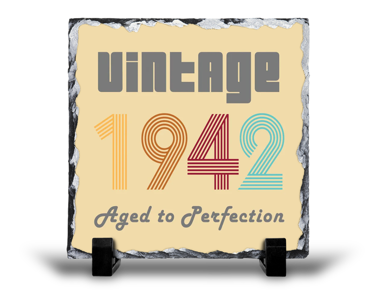 Vintage 1942 Aged To Perfection 80th Birthday Gift Rock Slate