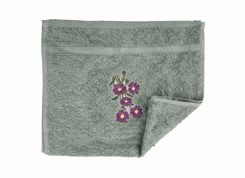 Embroidered Aster Daisy Flower Hand Towel