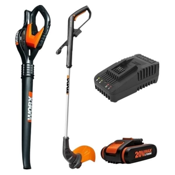 Worx - Blower, Trimmer, 1 x 2.0Ah Battery and Standard Charger Combo