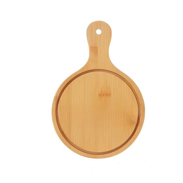 1 Pack- Rustic Wooden Round Pizza Serving Board with Handle
