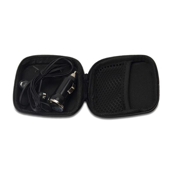 Earbud &amp; Mobile Car Charger - Travel Set - Black - 80mm x 80mm