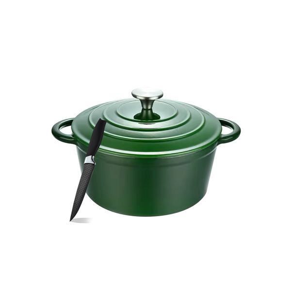20cm- Cast Iron Casserole Pots with Kitchen Utility Knife Set