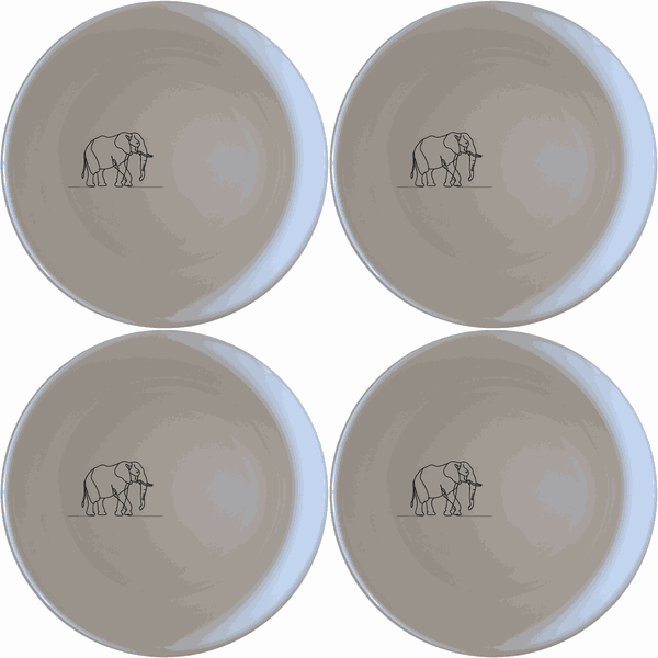 Silhouette Big Five African Elephant Bowl Set of 4 - Range 1