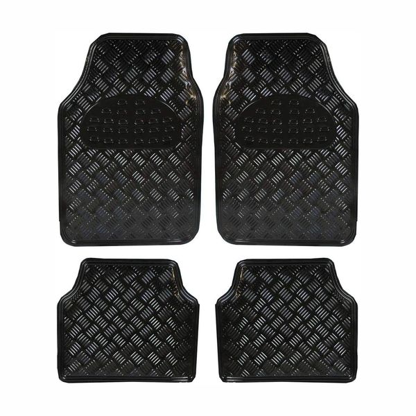 4pcs Car Floor Mats Universal Fit Waterproof Anti-Slip PVC Aluminum Film