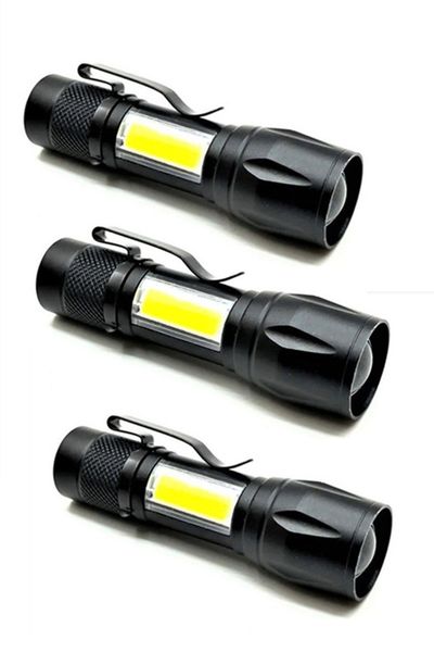 Mini Aluminium LED Flashlight USB Rechargeable Built-in Battery (pack of 2)