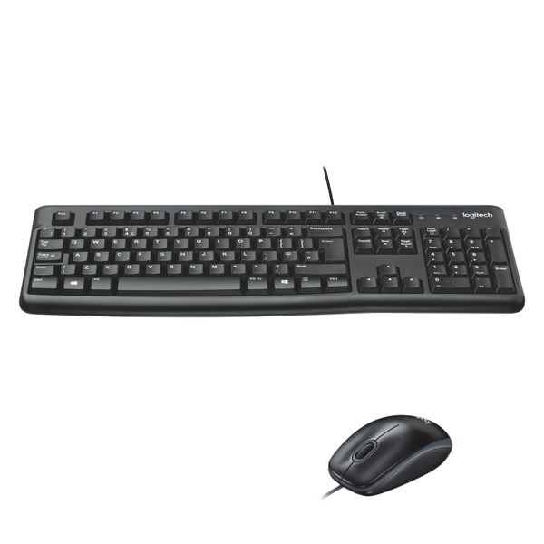 Logitech MK120 Wired Keyboard and Mouse With Whisper Quiet Keys - Black