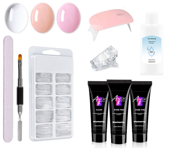 Lush AcrylGel Complete Polygel Nail Kit With Slip Solution &amp; Nail Lamp
