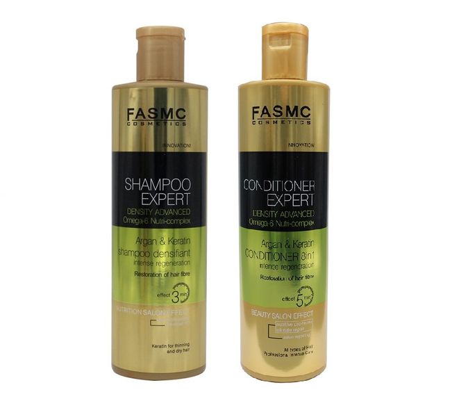 FASMC - Shampoo and Conditioner, Argan and Keratin with Omega 6 - 500ml