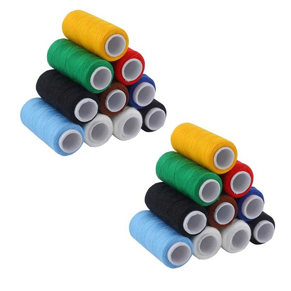 2 x Home Mart Poly-Cotton Sewing Thread Reel Cord String Cotton - 10 Colors