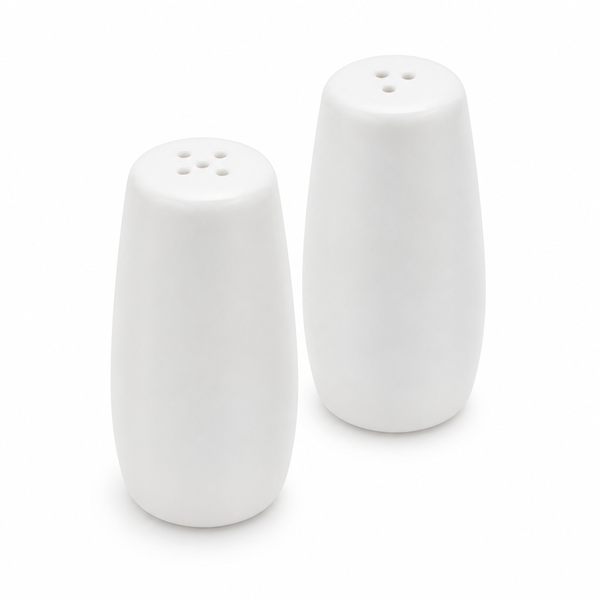 White Salt and Pepper Shaker Set 2 Piece Modern Collection