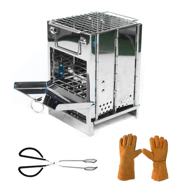 Portable Folding Stainless Steel Camping Stove Kit