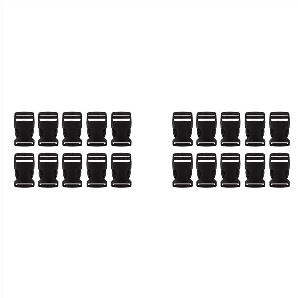 1 inch 2 5CM Width Plastic Safety Quick Release Buckles Black - 20 Piece