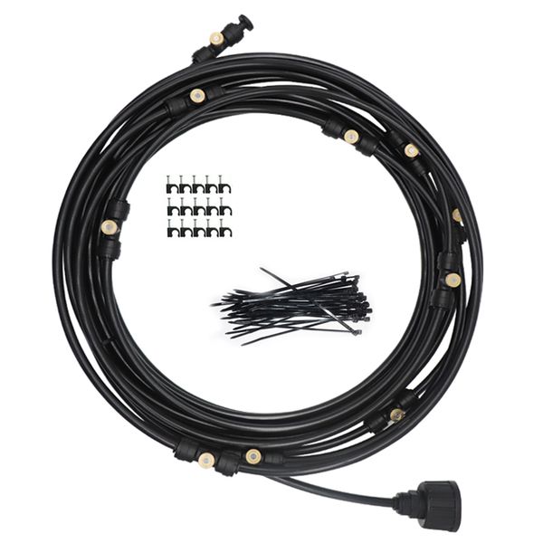 Outdoor Misting Cooling System Kit 9m Line 11 Nozzles Garden Sprayer Kit