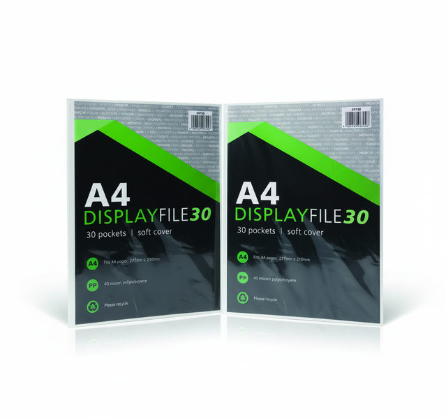 Flip File A4 Display Book - 30 Pocket Organiser for Documents - 2 Pack