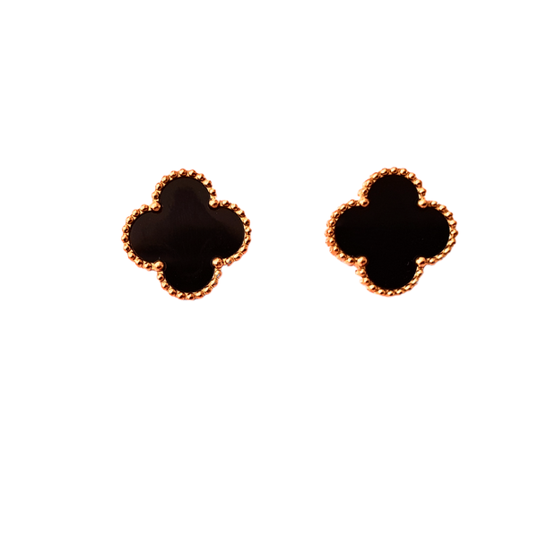 Black and Gold Clover Stainless steel Stud Earrings