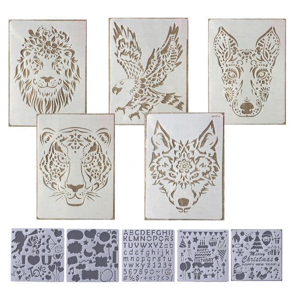 Arts &amp;Craft Animal Creative Cute DIY Painting Scrapbooking Stencils 10 Pcs