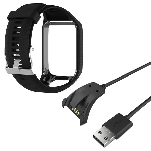 FocusFit Charger And Strap For TomTom Runner 2,3/Spark2, 3/Golfer2, 3/Adventurer