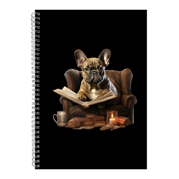 Chair A4 Notebook Spiral Lined Frenchie Lovers Graphic Notepad Present 106
