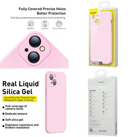 Funda de silicona Baseus Liquid Gel Case para iPhone 13 rosa (ARYT000904) -  ✓