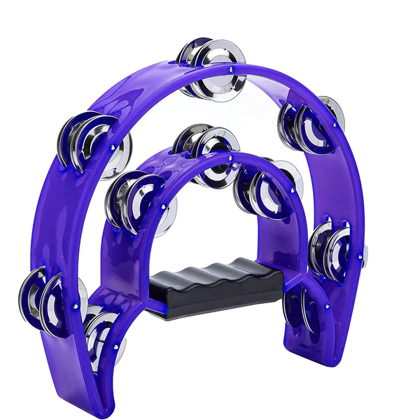 Alanes Half Moon Musical Tambourine Hand Held Percussion Drum-Red