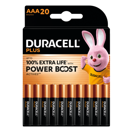 Duracell Plus Power Boost Alkaline Batteries AAA 1.5V - 20 Pack Image