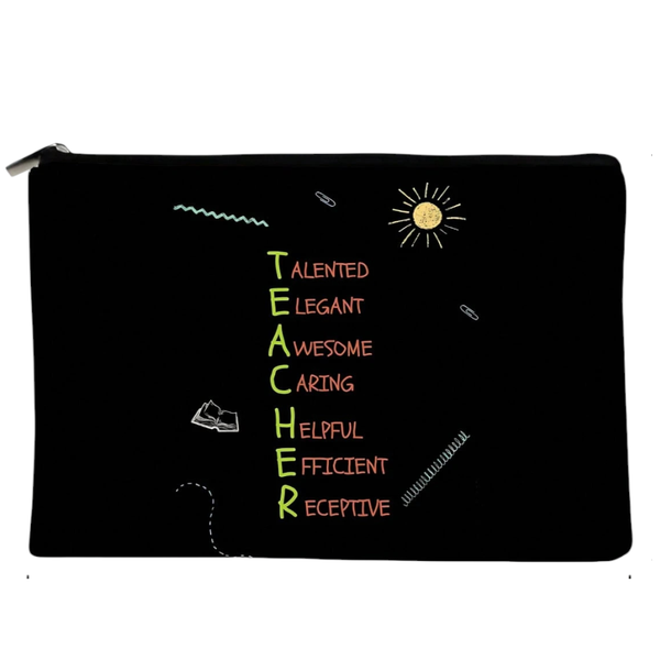 Teacher Appreciation Pencil Pouch With Meaningful Quote Design - Multicolor