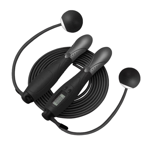 Steel Couted 2 in 1 Skipping Rope with calories Measurements And 25cm Balls
