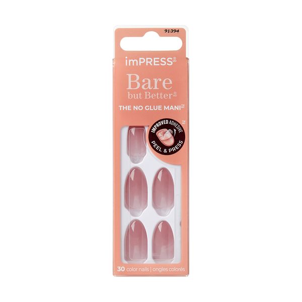 KISS imPRESS short nude color Artificial Stick on nails in a 30 pack