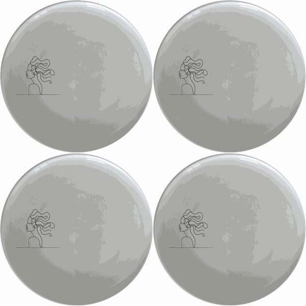Woman Faces Hair Dinner Plate Set of 4 - Range 4