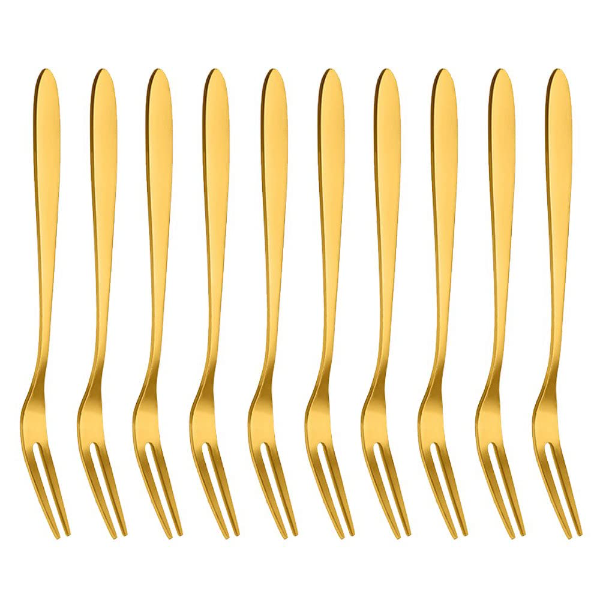 HASHBROWN'S 8PCS Set of Golden Stainless Steel Fruit Forks